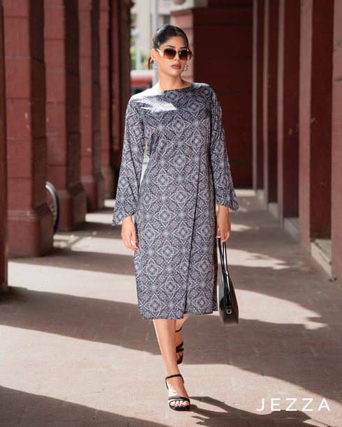 Printed Satin Dress 66441